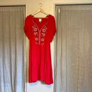 Knox Rose red embroidered sun dress